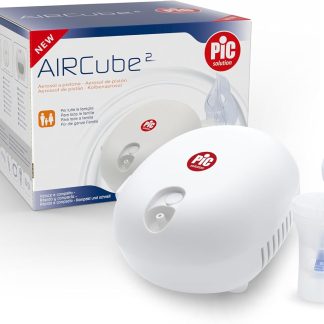 Pic Solution AirCube2 Aerosol a Pistone Silezioso, per Trattamento di Aerosol Terapia, Completo di Accessori, Bianco